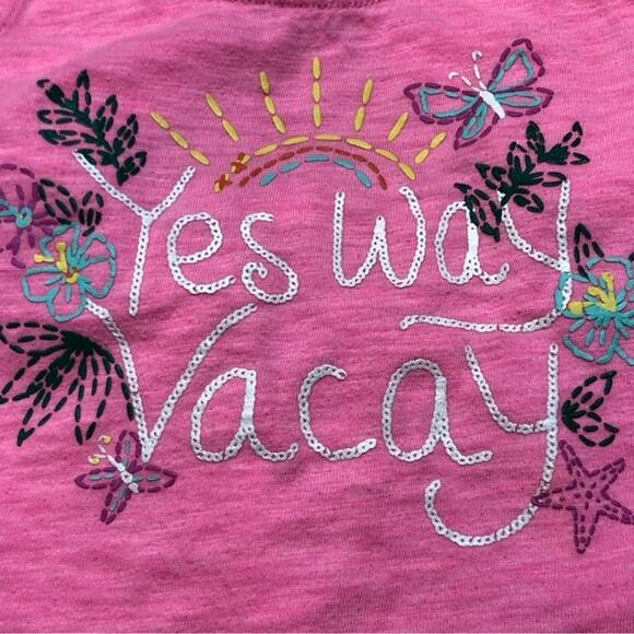 Baby Gap Toddler Yes Way Vacay Tank T-Shirt Sunrise Butterfly Floral Pink 3T EUC - Picture 3 of 9